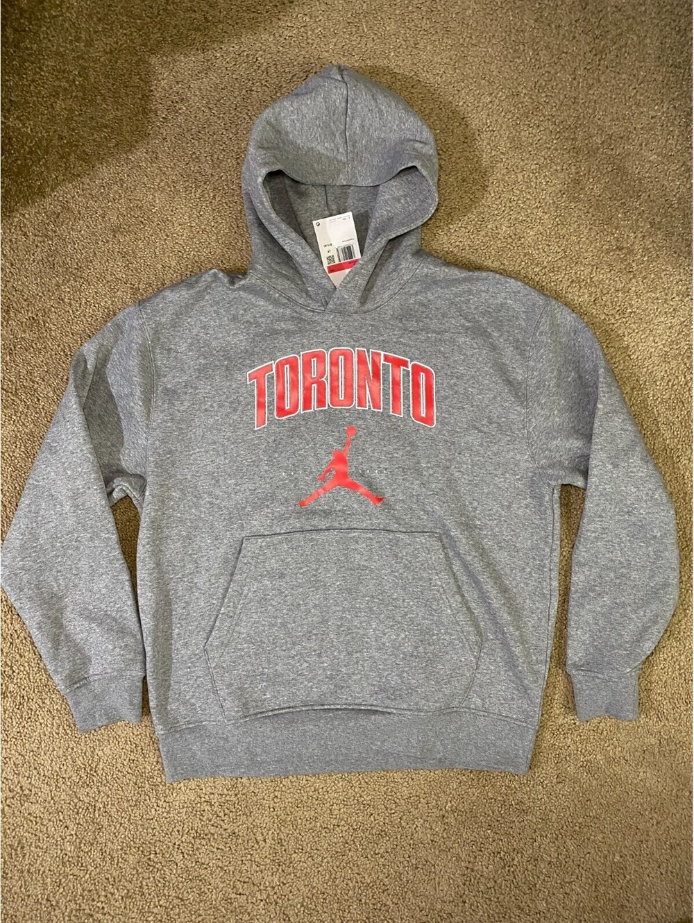 Toronto Raptors Hoodie Men L Gray Air Jordan Basketball NBA Long Sleeve Pullover